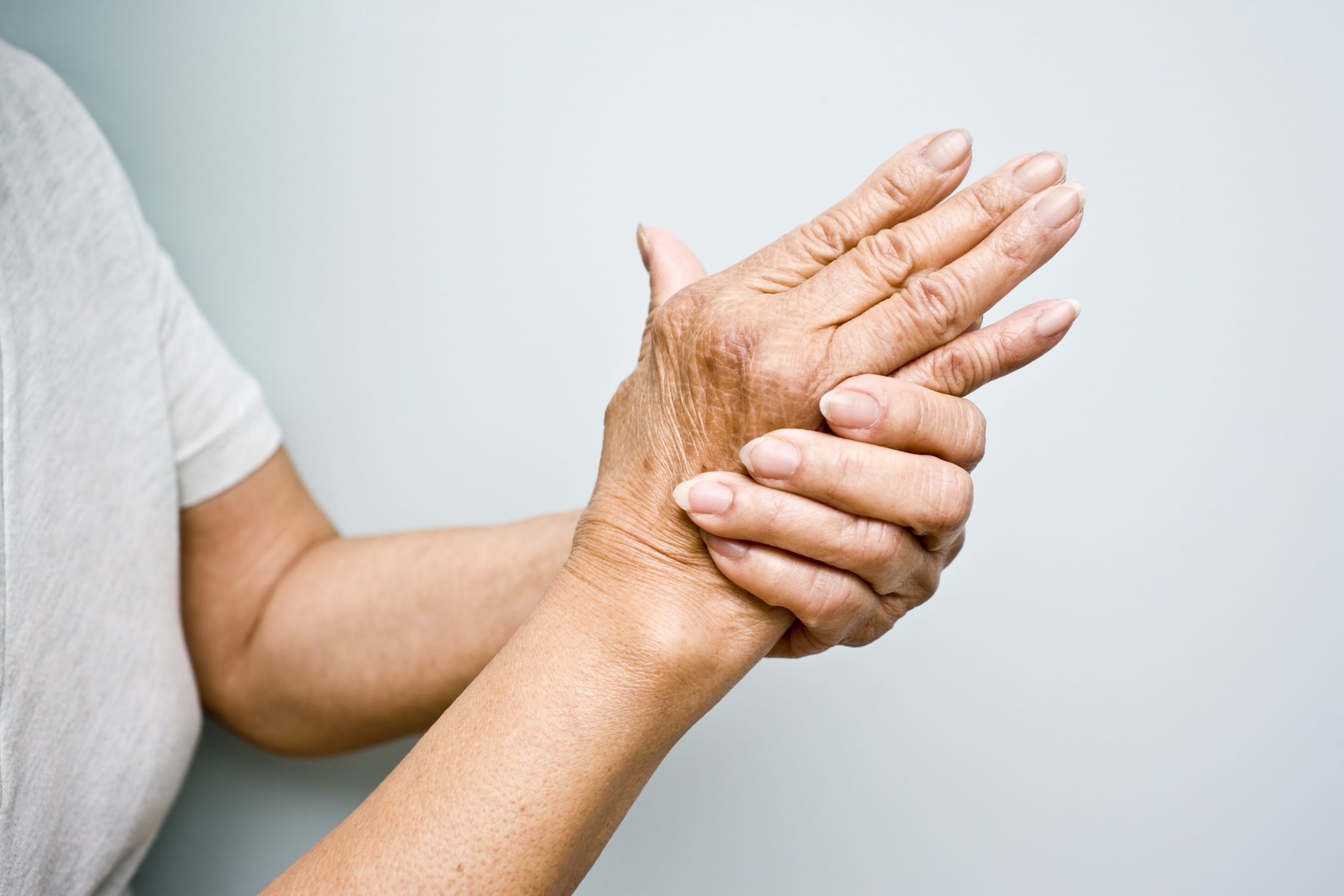 Elderly woman with Arthritis in her hands